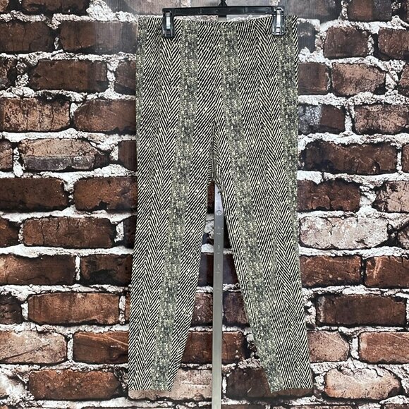 Free People Pants Printed Beige Black Side Zip Flat Front Small - Picture 10 of 13